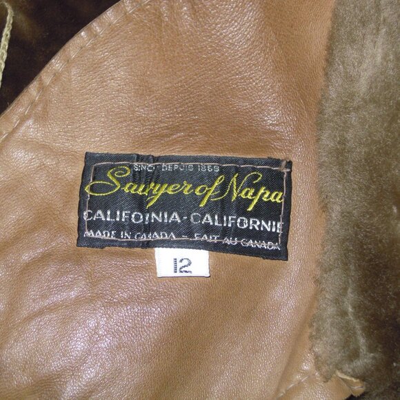 Sawyer California Sheep Shearling Coat Jacket Brown Fox Fur Leather Vest Size 12 - Picture 6 of 6